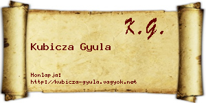 Kubicza Gyula névjegykártya